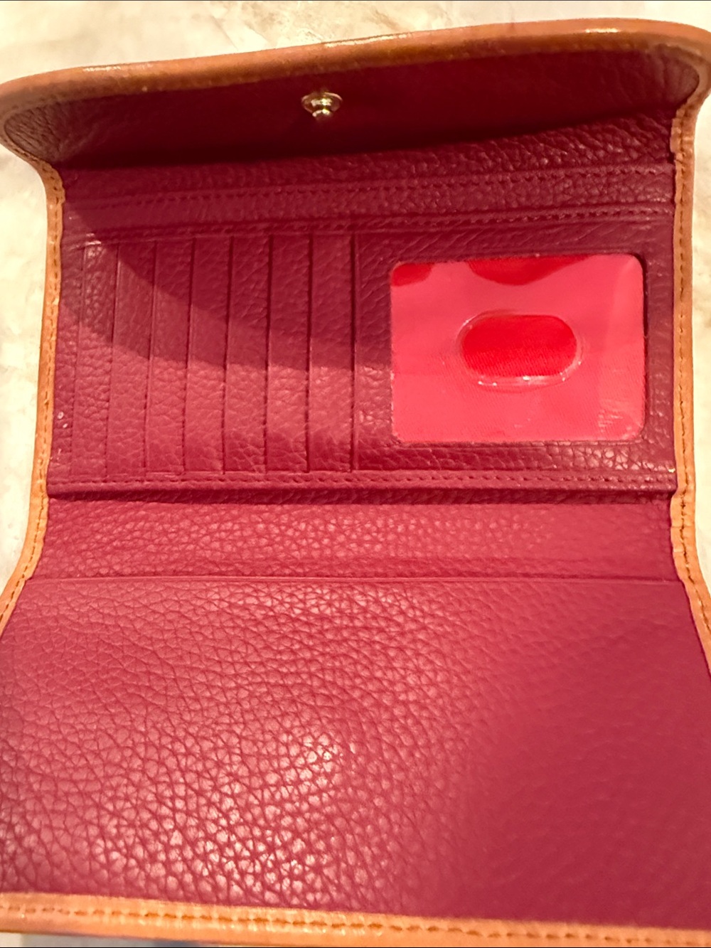 Dooney & Bourke Pebble Grain Leather Wallet Tan Trim H 4" x D .75" x L 7" EUC - Picture 4 of 11